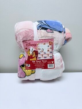 New! Disney Pastel Winnie the Pooh & Friends Plush Throw - Pink, Blue, White